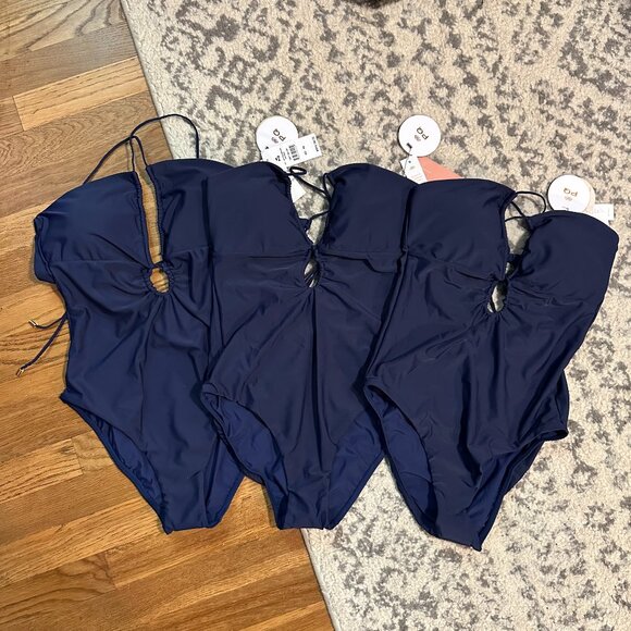 PQ SWIM {NWT} Keyhole Braided One Piece Swimsuit | Navy | Medium - Picture 2 of 11